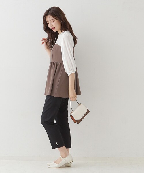 couture brooch（クチュールブローチ）の「◆【二の腕・体型カバー】ドッキングベアチュニック（チュニック・レディース・ネイビー系4/ブラウン系5・38/42）」の4枚目の写真