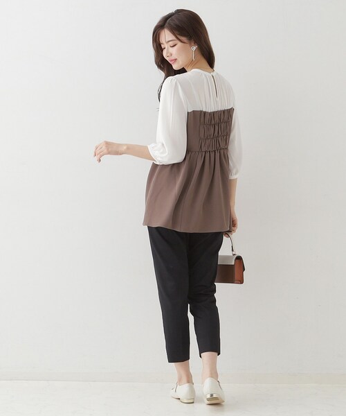 couture brooch（クチュールブローチ）の「◆【二の腕・体型カバー】ドッキングベアチュニック（チュニック・レディース・ネイビー系4/ブラウン系5・38/42）」の5枚目の写真