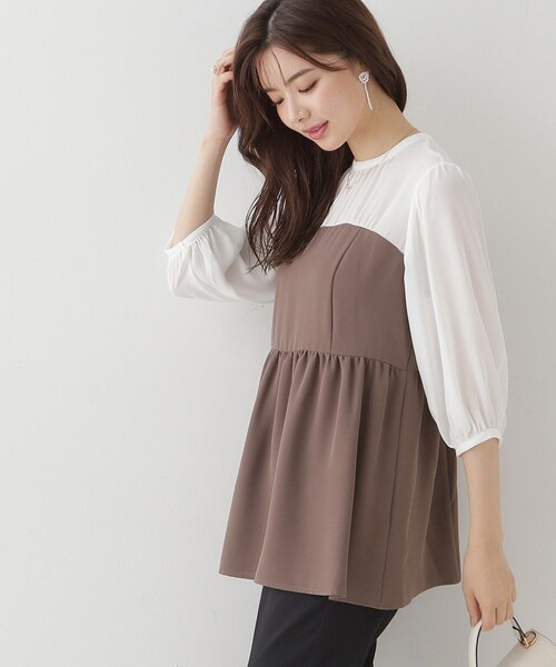 couture brooch（クチュールブローチ）の「◆【二の腕・体型カバー】ドッキングベアチュニック（チュニック・レディース・ネイビー系4/ブラウン系5・38/42）」の6枚目の写真