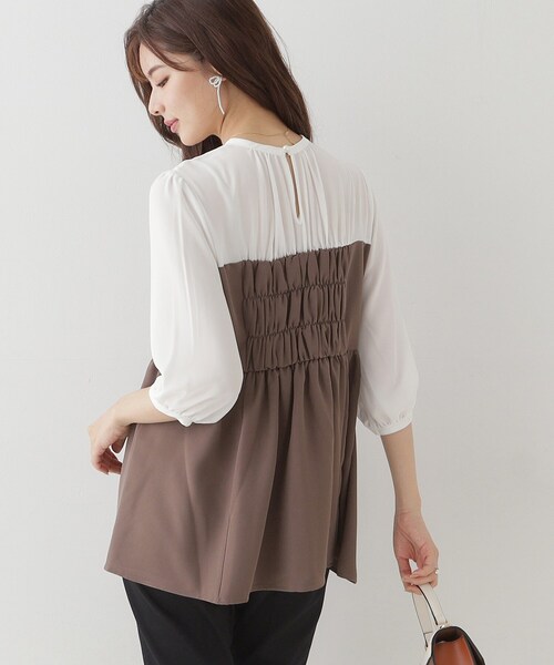 couture brooch（クチュールブローチ）の「◆【二の腕・体型カバー】ドッキングベアチュニック（チュニック・レディース・ネイビー系4/ブラウン系5・38/42）」の7枚目の写真