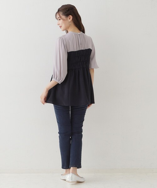 couture brooch（クチュールブローチ）の「◆【二の腕・体型カバー】ドッキングベアチュニック（チュニック・レディース・ネイビー系4/ブラウン系5・38/42）」の14枚目の写真