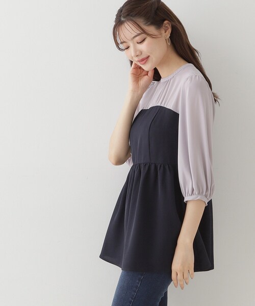 couture brooch（クチュールブローチ）の「◆【二の腕・体型カバー】ドッキングベアチュニック（チュニック・レディース・ネイビー系4/ブラウン系5・38/42）」の16枚目の写真