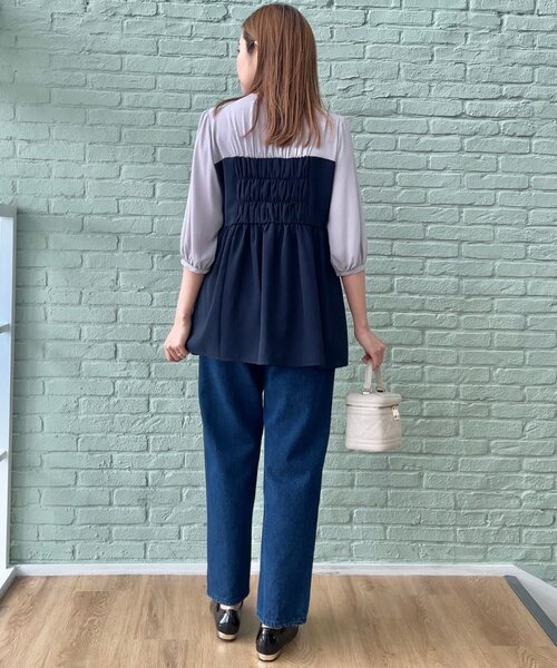 couture brooch（クチュールブローチ）の「◆【二の腕・体型カバー】ドッキングベアチュニック（チュニック・レディース・ネイビー系4/ブラウン系5・38/42）」の20枚目の写真