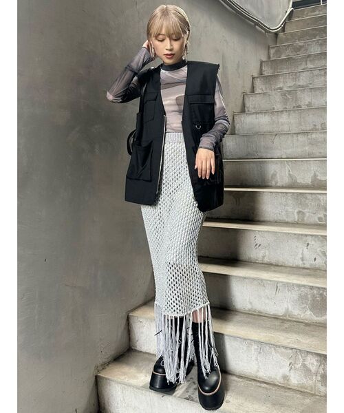 MURUA（ムルーア）の「メタリッククロシェスカート（スカート・レディース・シルバー/グレー・FREE）」の9枚目の写真