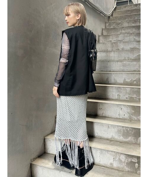 MURUA（ムルーア）の「メタリッククロシェスカート（スカート・レディース・シルバー/グレー・FREE）」の10枚目の写真