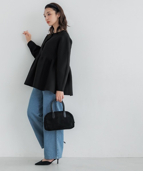 coca（coca）（コカ）の「金ボタン フレアニットカーディガン（カーディガン/ボレロ・レディース・ライトベージュ/ブラック/グレイッシュベージュ・M/L/S）」の12枚目の写真