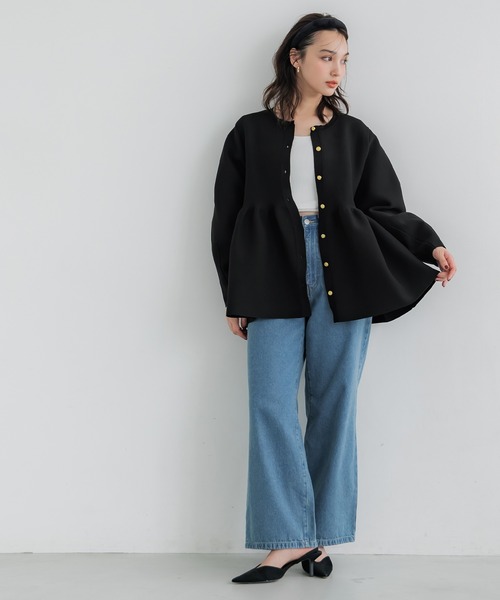 coca（coca）（コカ）の「金ボタン フレアニットカーディガン（カーディガン/ボレロ・レディース・ライトベージュ/ブラック/グレイッシュベージュ・M/L/S）」の16枚目の写真