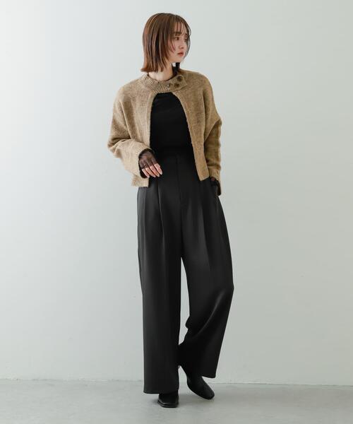 SENSE OF PLACE by URBAN RESEARCH（センスオブプレイスバイアーバンリサーチ）の「『別注』さらさ×SENSE OF PLACE　チョーカーニットカーディガン（ニット/セーター・レディース・ベージュ/パープル/モカ・ONE）」の6枚目の写真