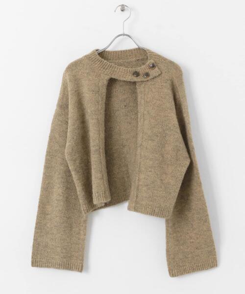 SENSE OF PLACE by URBAN RESEARCH（センスオブプレイスバイアーバンリサーチ）の「『別注』さらさ×SENSE OF PLACE　チョーカーニットカーディガン（ニット/セーター・レディース・ベージュ/パープル/モカ・ONE）」の17枚目の写真