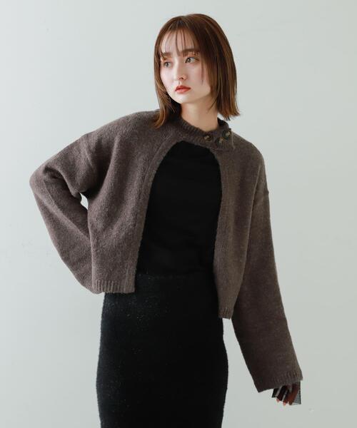 SENSE OF PLACE by URBAN RESEARCH（センスオブプレイスバイアーバンリサーチ）の「『別注』さらさ×SENSE OF PLACE　チョーカーニットカーディガン（ニット/セーター・レディース・ベージュ/パープル/モカ・ONE）」の19枚目の写真