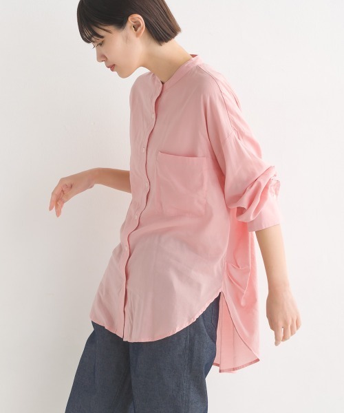 OMNES(オムネス)の「綿レーヨン後ろタックコクーンシャツ(シャツ/ブラウス・レディース・ピンク/ブラック/ホワイト・FREE)」の1枚目の写真