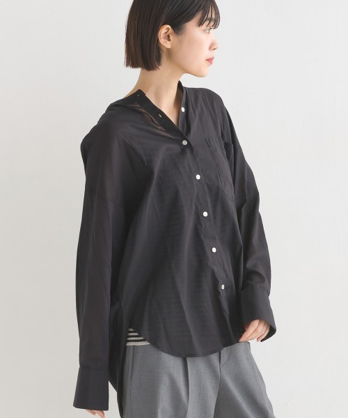 OMNES(オムネス)の「綿レーヨン後ろタックコクーンシャツ(シャツ/ブラウス・レディース・ピンク/ブラック/ホワイト・FREE)」の3枚目の写真