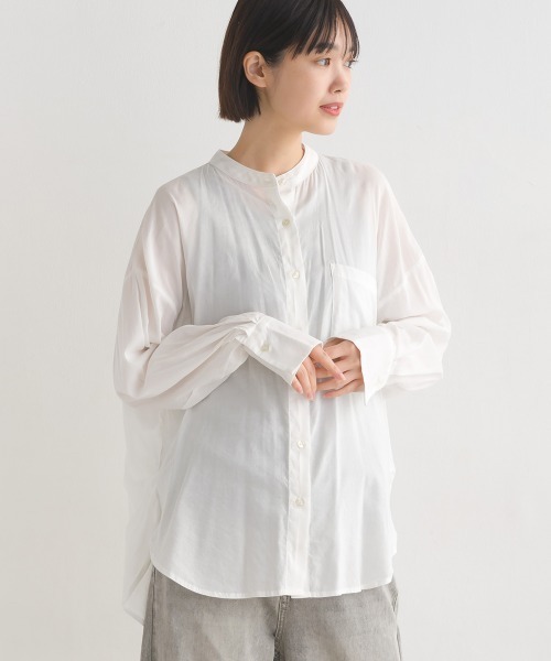 OMNES(オムネス)の「綿レーヨン後ろタックコクーンシャツ(シャツ/ブラウス・レディース・ピンク/ブラック/ホワイト・FREE)」の8枚目の写真