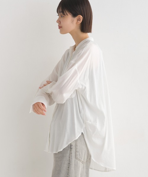 OMNES(オムネス)の「綿レーヨン後ろタックコクーンシャツ(シャツ/ブラウス・レディース・ピンク/ブラック/ホワイト・FREE)」の11枚目の写真