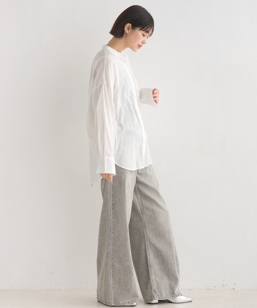 OMNES(オムネス)の「綿レーヨン後ろタックコクーンシャツ(シャツ/ブラウス・レディース・ピンク/ブラック/ホワイト・FREE)」の12枚目の写真