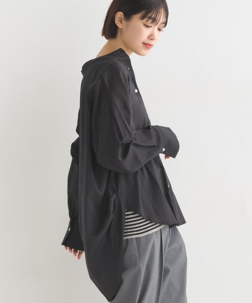 OMNES(オムネス)の「綿レーヨン後ろタックコクーンシャツ(シャツ/ブラウス・レディース・ピンク/ブラック/ホワイト・FREE)」の15枚目の写真