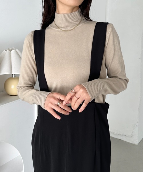 CLEA(クレア)の「ハイネック無地ニットトップス(ニット/セーター・レディース・ブルー/グレイッシュベージュ/ブラック/ピンク/ホワイト・FREE)」の10枚目の写真