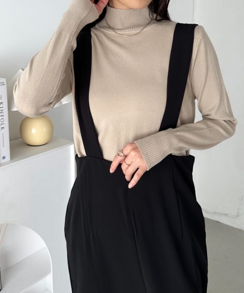 CLEA(クレア)の「ハイネック無地ニットトップス(ニット/セーター・レディース・ブルー/グレイッシュベージュ/ブラック/ピンク/ホワイト・FREE)」の11枚目の写真