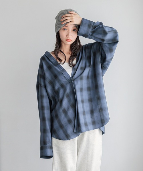 LOWRYS FARM - オンブレチェックシャツ　ローリーズファーム LOWRYS FARM ブラウス シャツ オンブレチェックシャツ 289026