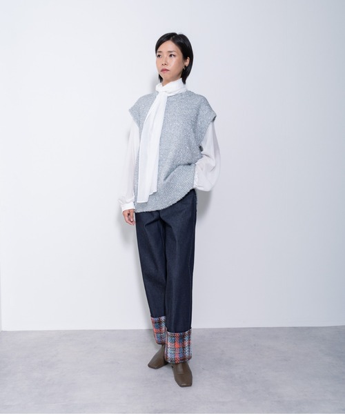 DOLLUPOOPS（ドールアップウップス）の「ヘムツィードデニムパンツ（デニムパンツ・レディース・ブラウン/グレー・38）」の10枚目の写真