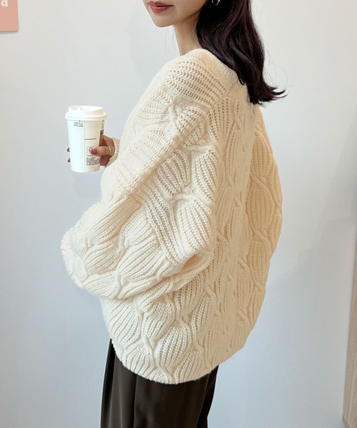 Futier land（フューティアランド）の「上品な大人レディ。ゴールドボタンニットカーディガン（カーディガン/ボレロ・レディース・ブラウン/ボルドー/オフホワイト/チャコールグレー・FREE）」の16枚目の写真