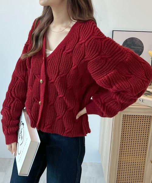 Futier land（フューティアランド）の「上品な大人レディ。ゴールドボタンニットカーディガン（カーディガン/ボレロ・レディース・ブラウン/ボルドー/オフホワイト/チャコールグレー・FREE）」の22枚目の写真