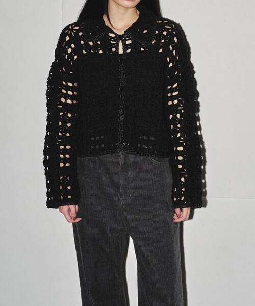 TODAYFUL クロシェニットシャツ ブラック TODAYFUL（トゥデイフル）の「【TODAYFUL/トゥデイフル】Crochet