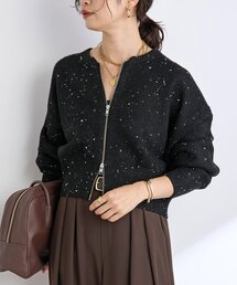 【カーディガンとしても着れる】ショートZIPニット