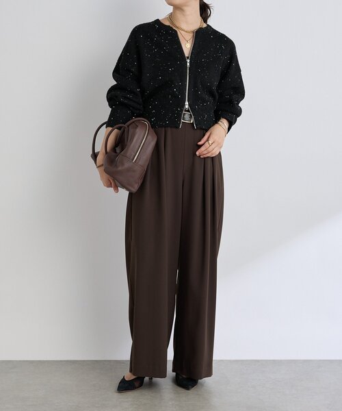 RIVE DROITE（リヴドロワ）の「【カーディガンとしても着れる】ショートZIPニット（ニット/セーター・レディース・アイボリー/グレー/ベージュ/ブラック・FREE）」の5枚目の写真