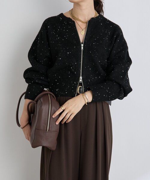 RIVE DROITE（リヴドロワ）の「【カーディガンとしても着れる】ショートZIPニット（ニット/セーター・レディース・アイボリー/グレー/ベージュ/ブラック・FREE）」の9枚目の写真