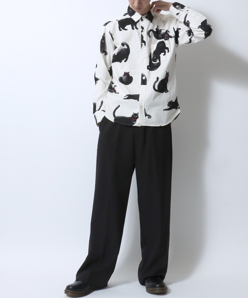 セール】MADE IN JAPAN Cat Total Pattern Shirt/日本製 猫 総柄