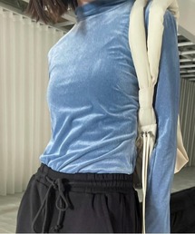 Ameri（アメリ）の「UND SIDE SHEER VELOUR BODYSUIT TOP（Tシャツ/カットソー）」