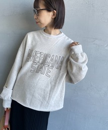 [Americana/アメリカーナ] AMERICANA STATE ロゴプリント ショート丈カットオフスウェット