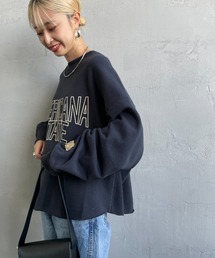 [Americana/アメリカーナ] AMERICANA STATE ロゴプリント ショート丈カットオフスウェット