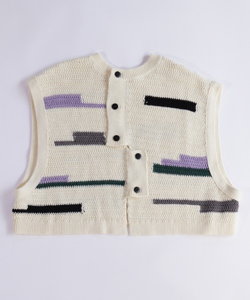 sneeuw（スニュウ）の「コンポジションカーディガン（カーディガン/ボレロ・レディース・アイボリー/ブラック・ONESIZE）」の5枚目の写真