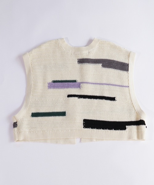 sneeuw（スニュウ）の「コンポジションカーディガン（カーディガン/ボレロ・レディース・アイボリー/ブラック・ONESIZE）」の6枚目の写真