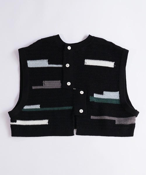 sneeuw（スニュウ）の「コンポジションカーディガン（カーディガン/ボレロ・レディース・アイボリー/ブラック・ONESIZE）」の7枚目の写真