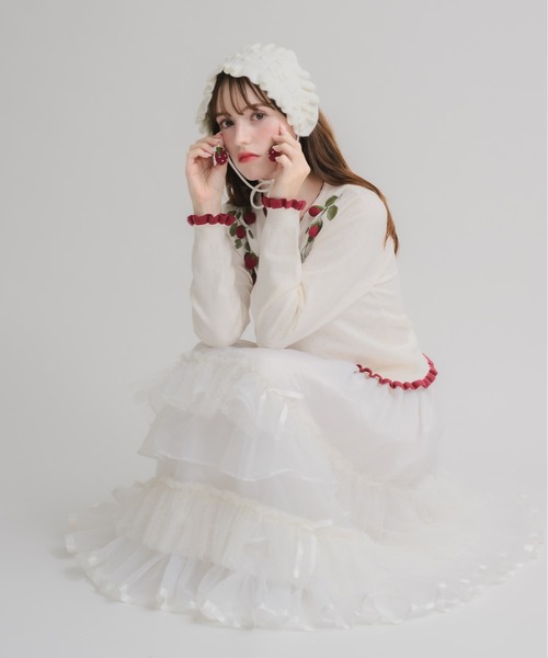 Lolime by mellfy memory(ロリミー バイ メルフィーメモリー)の「fluffy lace スカート(スカート・レディース・ホワイト/ピンク・M/LL)」の14枚目の写真