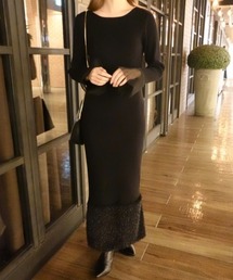 EMMA　ROUGE VIF | 【一部店舗限定】リブボートネックヘムフェザーワンピ(ワンピース)