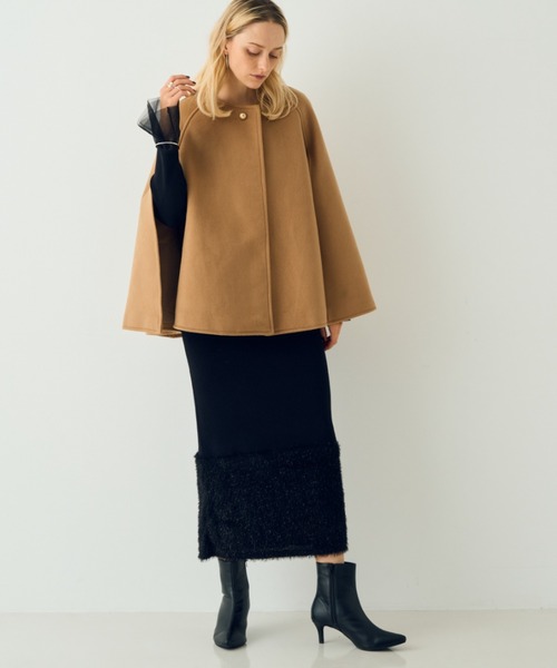 EMMA ROUGE VIF(エマルージュヴィフ)の「【一部店舗限定】リブボートネックヘムフェザーワンピ(ワンピース・レディース・ブラック/アイボリー・36/38)」の7枚目の写真