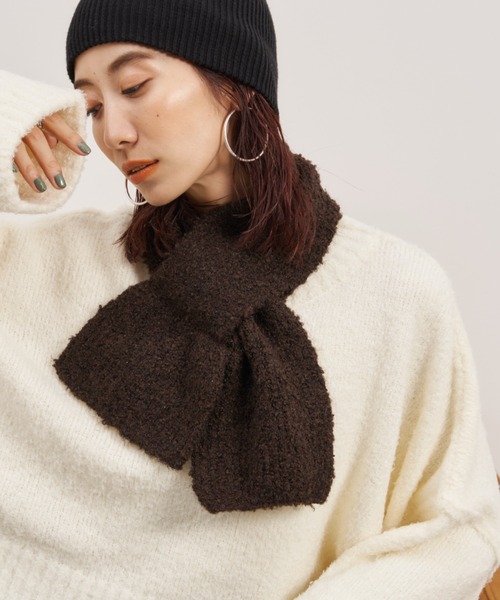 Auntie Rosa Holiday（アンティローザホリデー）の「ブークレショートマフラー（マフラー・レディース・ブラウン/グレー/ブラック・FREE）」の11枚目の写真