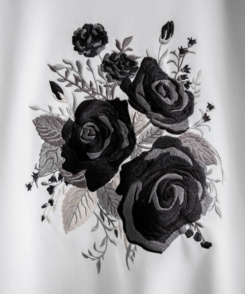 【セール】オーバーサイズ薔薇刺繍スウェットトレーナー（スウェット）｜Rocky Monroe（ロッキーモンロー）