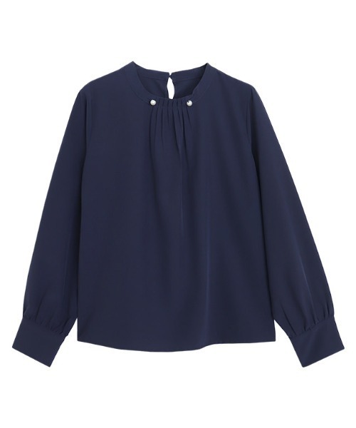 Pierrot(ピエロ)の「パールボタンタックブラウス(シャツ/ブラウス・レディース・ネイビー/オフホワイト・L/M)」の6枚目の写真