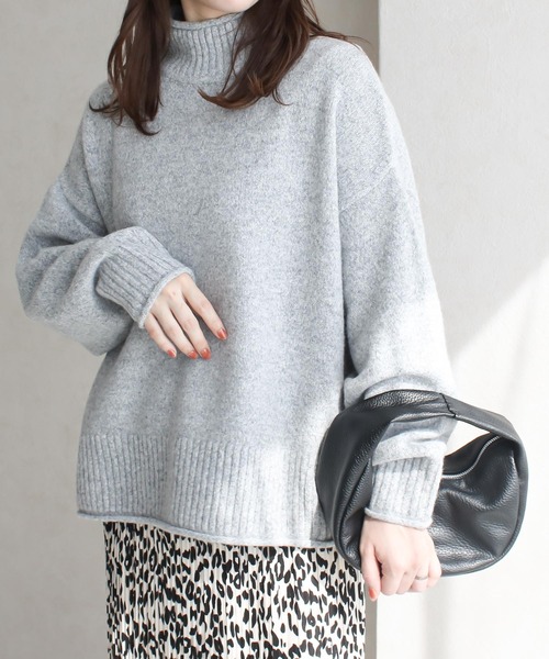 Social GIRL（ソーシャルガール）の「ハイネックロール ウォッシャブルニット プルオーバー（ニット/セーター・レディース・グリーン/ピンク/ブラック/ブルー/グレー・FREE）」の2枚目の写真