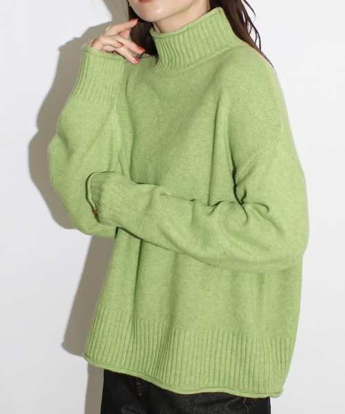 Social GIRL（ソーシャルガール）の「ハイネックロール ウォッシャブルニット プルオーバー（ニット/セーター・レディース・グリーン/ピンク/ブラック/ブルー/グレー・FREE）」の3枚目の写真