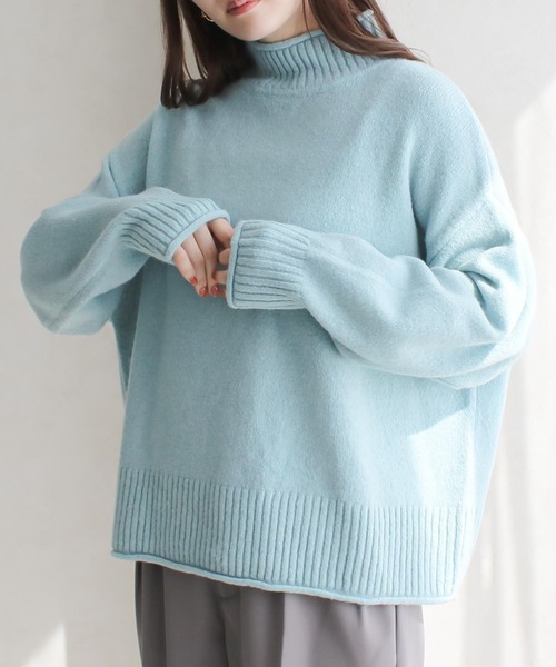 Social GIRL（ソーシャルガール）の「ハイネックロール ウォッシャブルニット プルオーバー（ニット/セーター・レディース・グリーン/ピンク/ブラック/ブルー/グレー・FREE）」の17枚目の写真