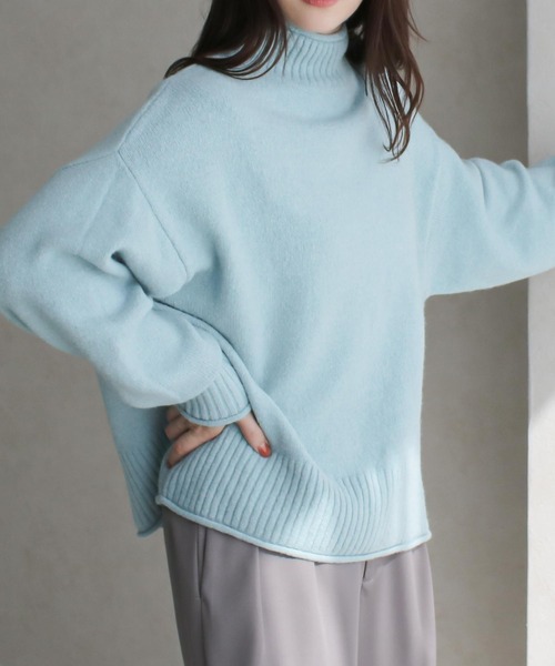 Social GIRL（ソーシャルガール）の「ハイネックロール ウォッシャブルニット プルオーバー（ニット/セーター・レディース・グリーン/ピンク/ブラック/ブルー/グレー・FREE）」の19枚目の写真