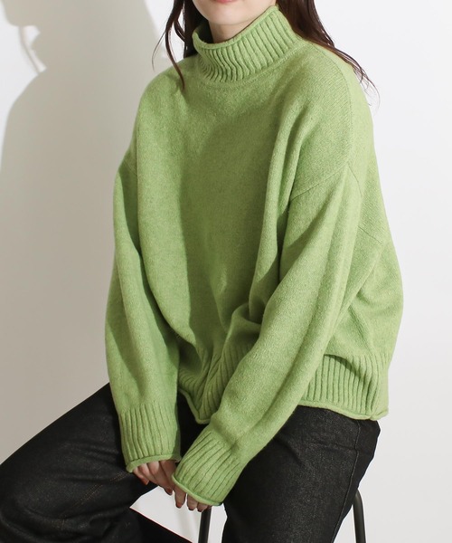 Social GIRL（ソーシャルガール）の「ハイネックロール ウォッシャブルニット プルオーバー（ニット/セーター・レディース・グリーン/ピンク/ブラック/ブルー/グレー・FREE）」の6枚目の写真