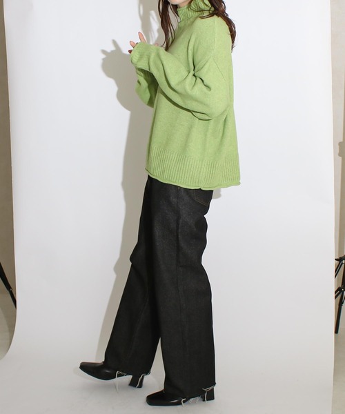 Social GIRL（ソーシャルガール）の「ハイネックロール ウォッシャブルニット プルオーバー（ニット/セーター・レディース・グリーン/ピンク/ブラック/ブルー/グレー・FREE）」の7枚目の写真