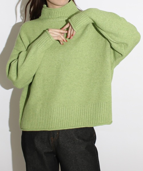 Social GIRL（ソーシャルガール）の「ハイネックロール ウォッシャブルニット プルオーバー（ニット/セーター・レディース・グリーン/ピンク/ブラック/ブルー/グレー・FREE）」の8枚目の写真